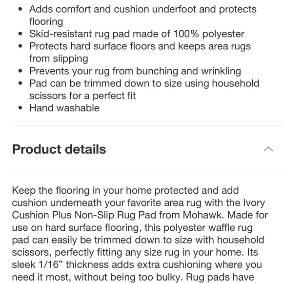 4’8” x 7’6” Comfort Grip Rug Pad Ivory - Mohawk Home - New - Picture 7 of 8